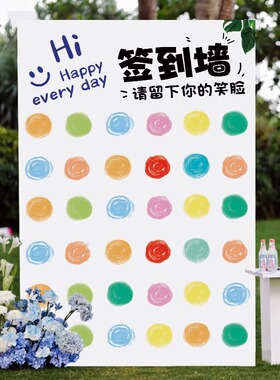 毕业季典礼场景布置幼儿园创意笑脸签到墙教室装饰签名KT板背景墙