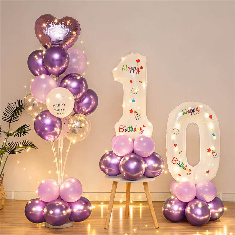 生日数字气球立柱场景布置