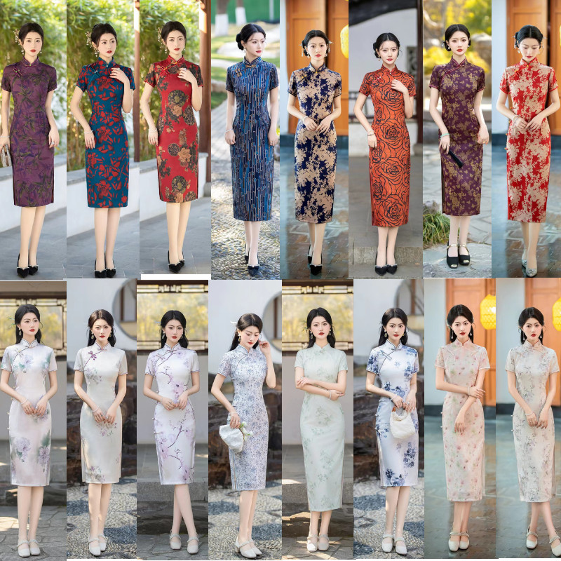 大碼改良少女旗袍2024年秋季新款高端優(yōu)雅修身氣質(zhì)日常宴會連衣裙