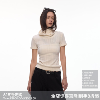【温莎织忆】BiLLconch堆堆高领正肩短袖女修身显瘦t恤2026春夏