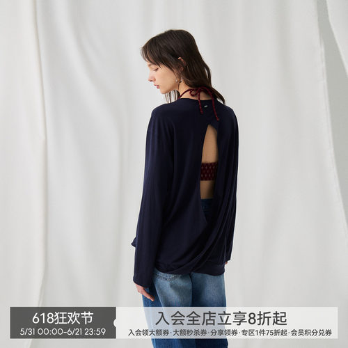 BiLLconch后背流线镂空长T