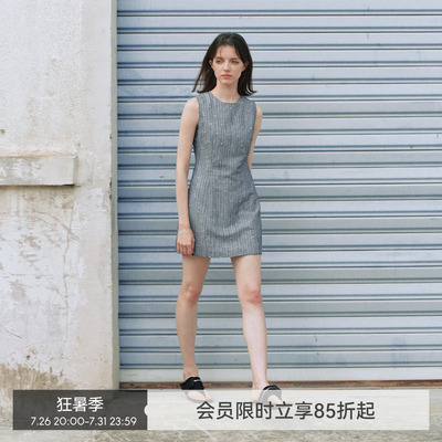 【不完美钻石】BiLLconch亚麻破洞烫钻无袖修身显瘦连衣裙千禧裙