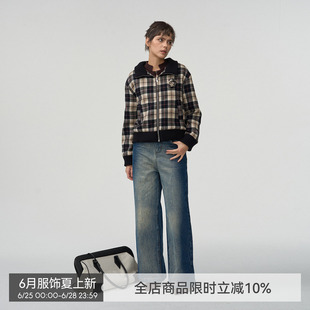 【浪漫与理性】BiLLconch手工玫瑰格子立领短外套复古廓形夹克秋