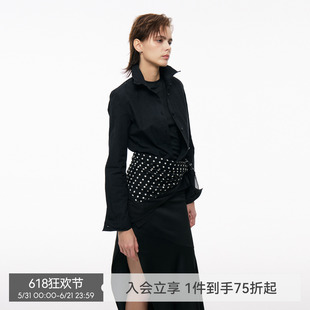 【百变造型】BiLLconch黑色可造型修身衬衫设计感塑形衬衣外套