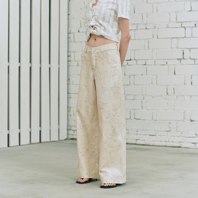 BiLLconch花纹低腰直筒裤