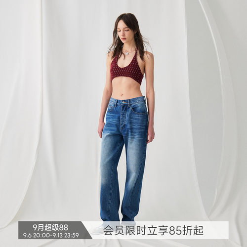 BiLLconch复古花形U领挂脖吊带