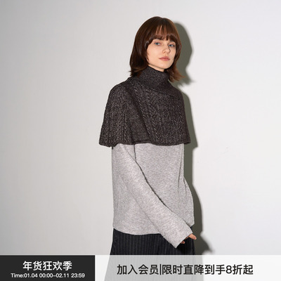 【叠搭主角】BiLLconch重工绞花披肩斗篷2025秋冬复古针织围脖女