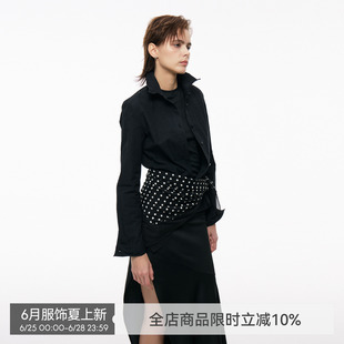 【百变造型】BiLLconch黑色可造型修身衬衫设计感塑形衬衣外套