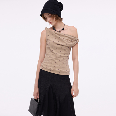 【收藏加购 优先发货】BiLLconch荡领双层肌理针织纽结背心