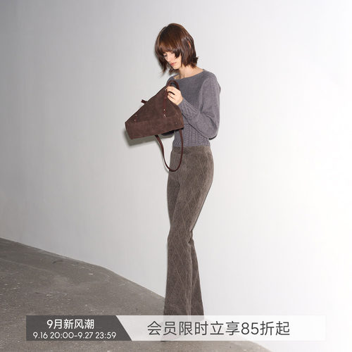 【纤绒微喇】BiLLconch复古针织加绒喇叭裤秋冬显瘦垂感休闲裤女