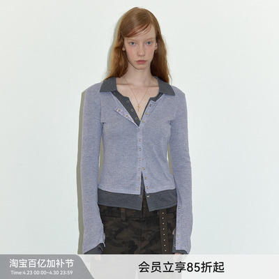 衬衫Berlinconch假两件双层按扣