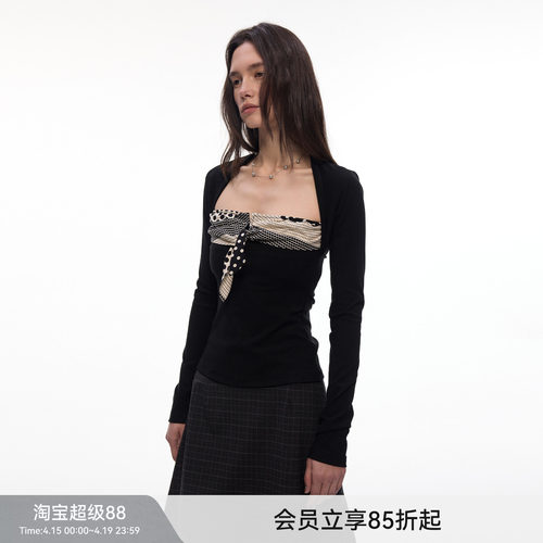 【叠影波点】BiLLconch修身显瘦辣妹风长袖t恤波点假两件长袖上衣