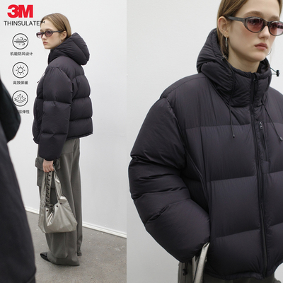 黑色短款棉服Billconch3M棉