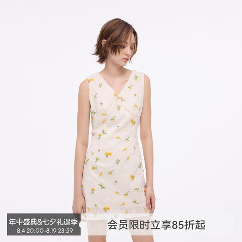 【立体绣花】BiLLconch V领收腰小花连衣裙2026春夏度假风裙子女
