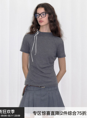 【丝绒绑带】Berlinconch新款绑带设计短袖复古修身上衣女