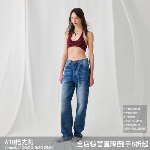 BiLLconch复古花形U领挂脖吊带