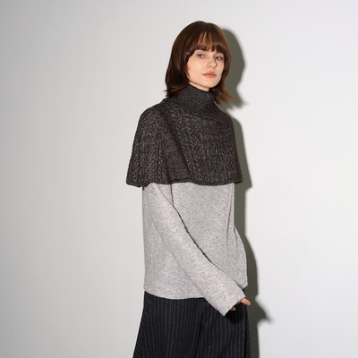 【叠搭主角】BiLLconch重工绞花披肩斗篷2025秋冬复古针织围脖女