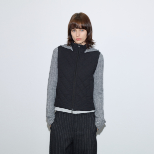 【黑灰衍格】BiLLconch格子拼接撞色连帽外套羊毛内里厚棉服秋冬