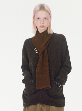 【自带围巾】Berlinconch双色围巾假两件复古高领毛衣废土风氛围