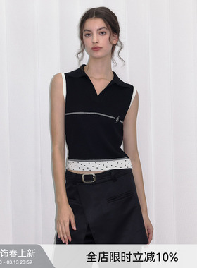 【刺绣波点】Berlinconch夏季外穿无袖针织背心设计感小众T恤上衣