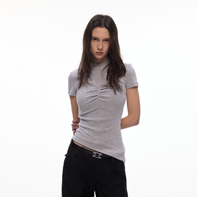 【收藏加购 优先发货】BiLLconch提花肌理小高领胸部立裁修身T恤