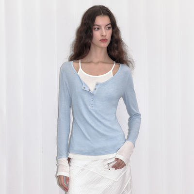 Berlinconch针织假两件设计T恤衫