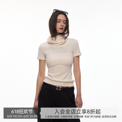 【温莎织忆】BiLLconch堆堆高领正肩短袖女修身显瘦t恤2026春夏