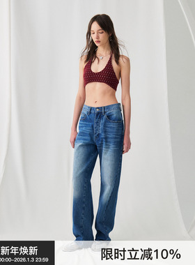 【U领背心】BiLLconch外穿U领挂脖小吊带性感复古花形上衣超短款