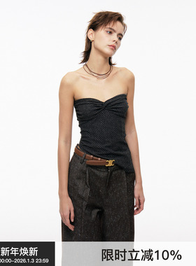 【碎花抹胸】BiLLconch黑色辣妹抹胸上衣夏季设计感修身吊带背心