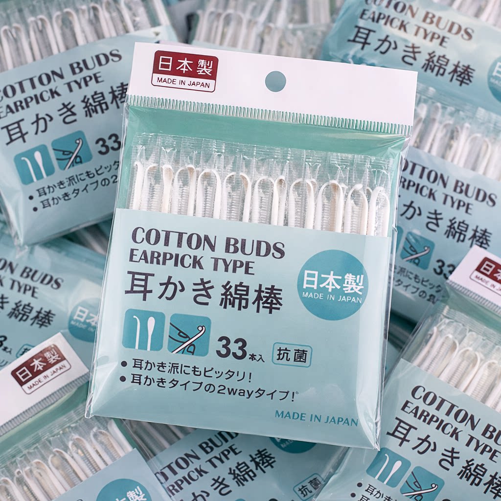 日本进口双头棉签挖耳勺进口掏耳棉棒宝宝挖耳朵专用棉签独立包装