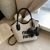 潮时尚 复古腋下包包女式 2025新款 编织水桶包百搭大容量单肩托特包