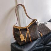 高级感大容量通勤包女包2024新款 欧美复古印花单肩托特包腋下包