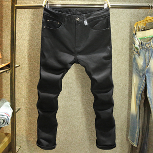 高端黑色百搭牛仔裤男款潮牌修身小脚裤欧洲站夏季时尚潮流长裤子