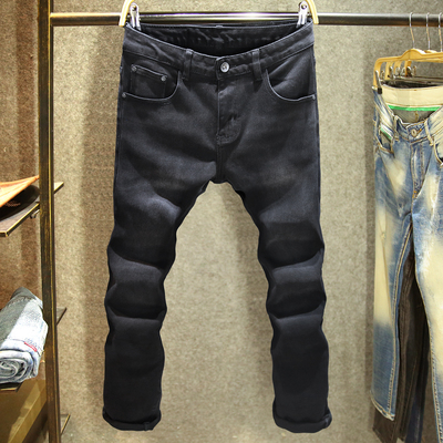 黑色显瘦帅气百搭弹力牛仔裤男