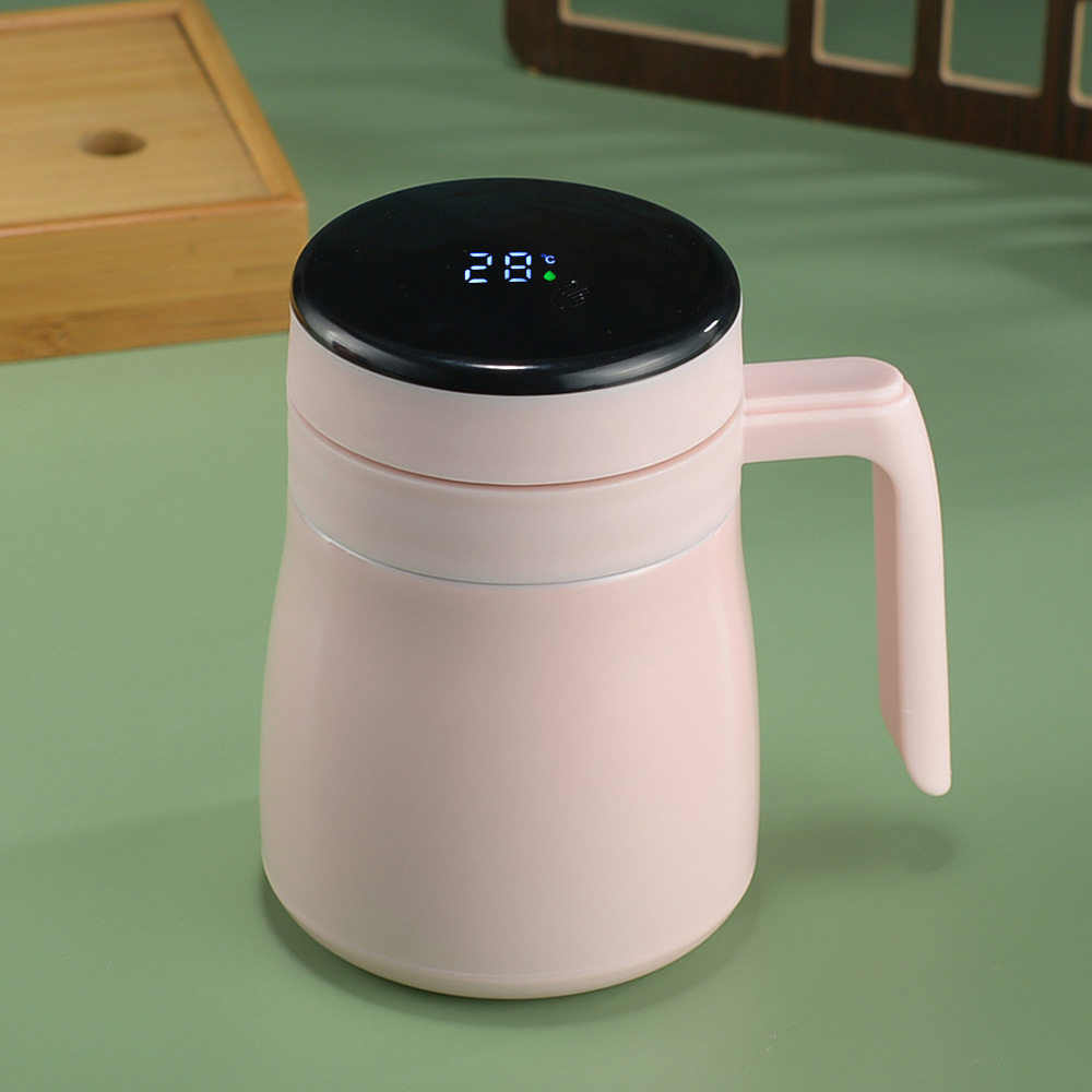 办公杯温度显示带茶滤网手柄水杯