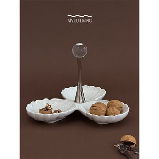 饰小食盘 盘节日氛围桌面装 爱屿筑家 陶瓷果盘艺术感坚果零食分装