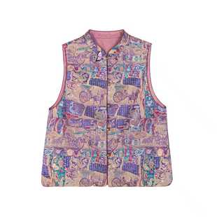 桑蚕丝唐锦织金马甲中国风复古休闲女装 新中式 C515257 灵均