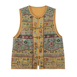 【金缕云华】新中式桑蚕丝唐锦圆领马甲中国风气质女装C515256