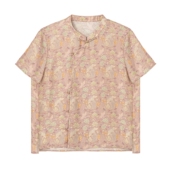 若熙 上衣女夏季 新中式 薄款 A512398 国风优雅气质立领提花短袖