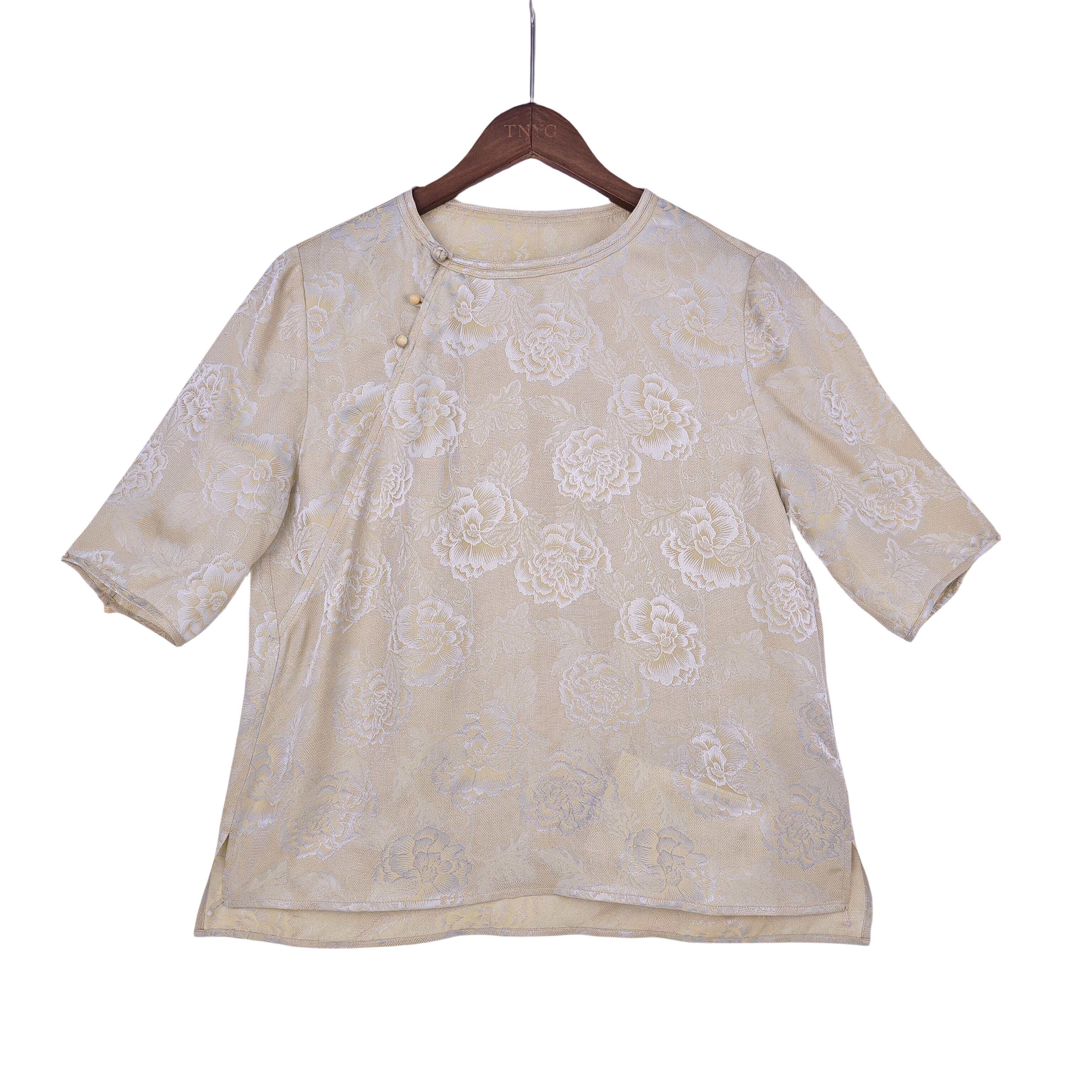 【序川】新中式中国风桑蚕丝显气质复古小衫圆领斜襟上衣 shl313