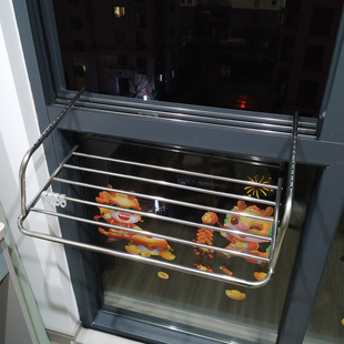 窗外晾衣架阳台晾晒神器窗户高层室外伸缩晒鞋架防盗窗台置物挂架