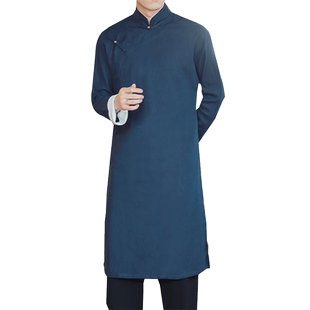 相声服大褂德云华服演出服棉麻汉服盘扣中国风民国长袍传统伴郎服