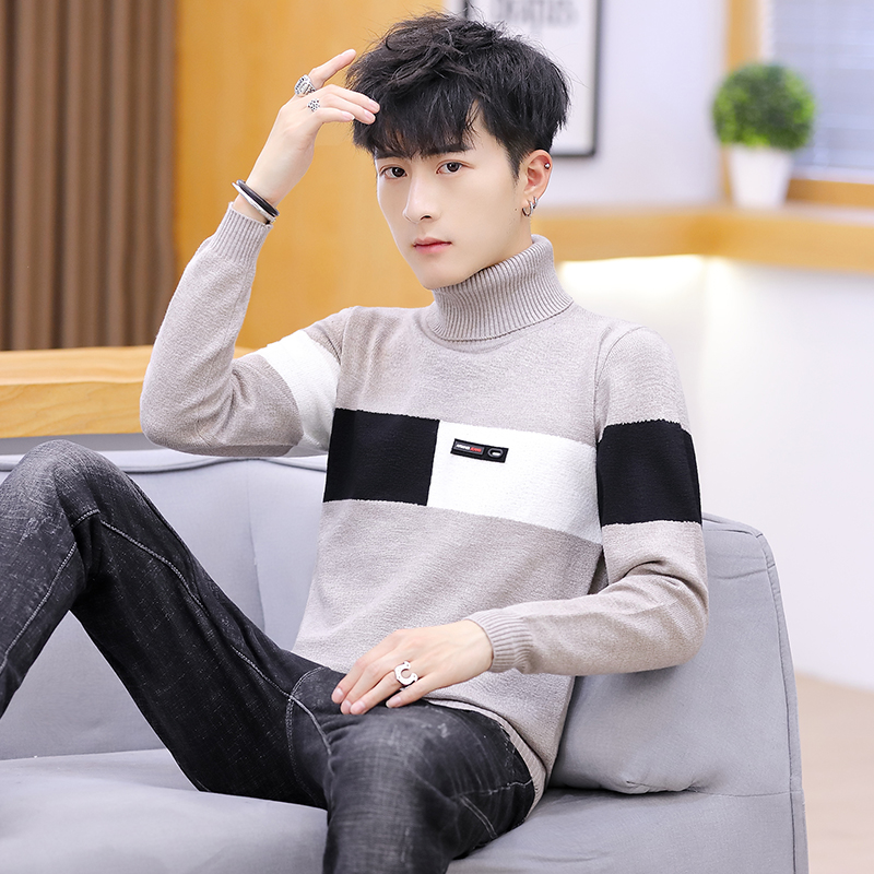 Men's sweater New style leisure high-collar knitted sweater Korean version trend in spring and Autumn