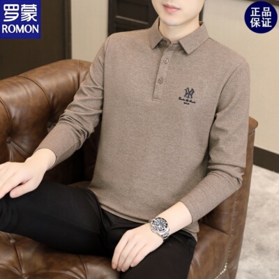 罗蒙男士春秋长袖POLO衫打底上衣