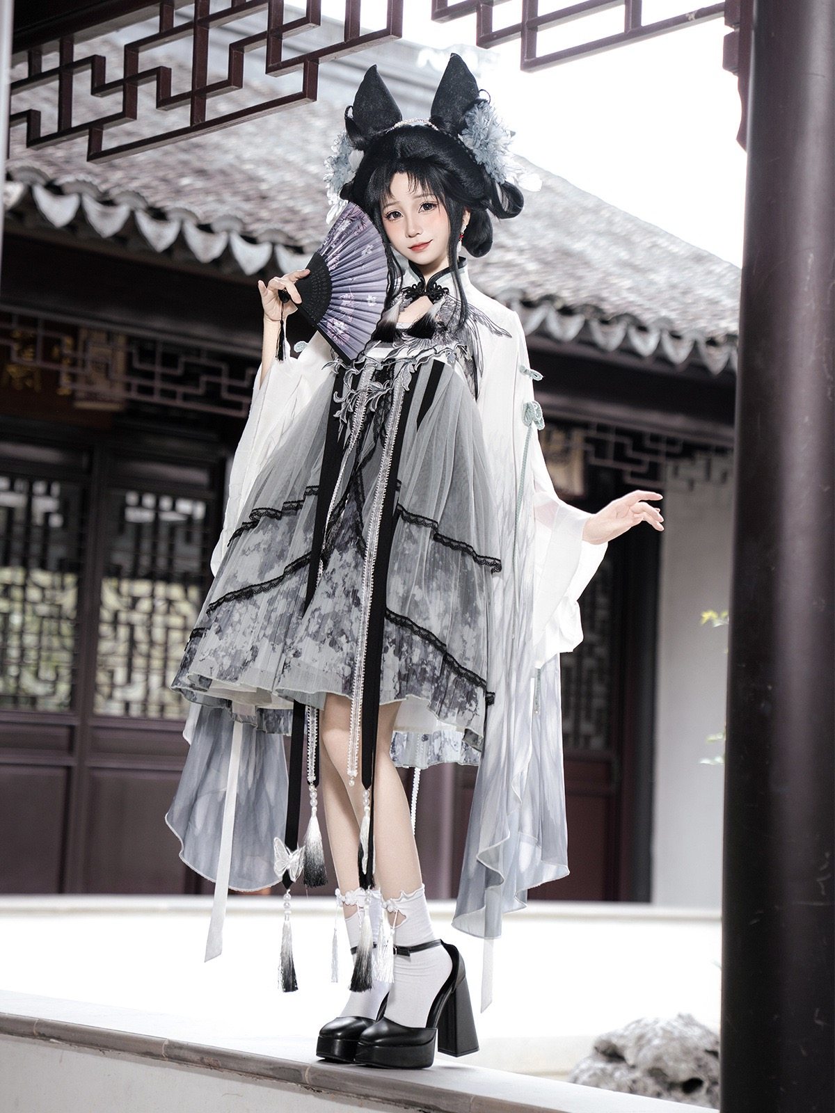 鹊羽新中式古风吊带连衣裙套装改良汉元素国风裙子春秋汉服cos,模玩/动漫/周边/娃圈三坑/桌游,lolita洛丽塔/软妹装/洋装,淘宝优惠券,粉丝福利购,淘宝优惠卷