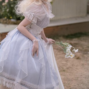 原创正版人鱼公主轻lolita甜美花嫁少女精美洋装日常op短袖连衣裙
