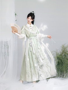 原创清风明月汉服女中国风汉元素改良日常上衣外披春秋半裙古风