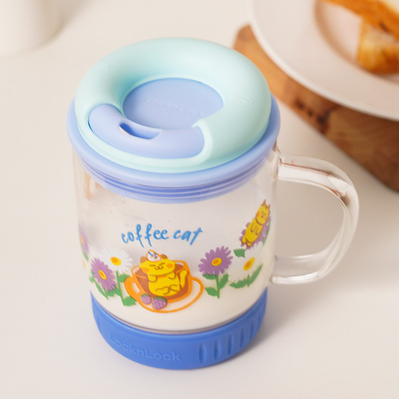 乐扣轻便可爱小猫耐热玻璃牛奶杯