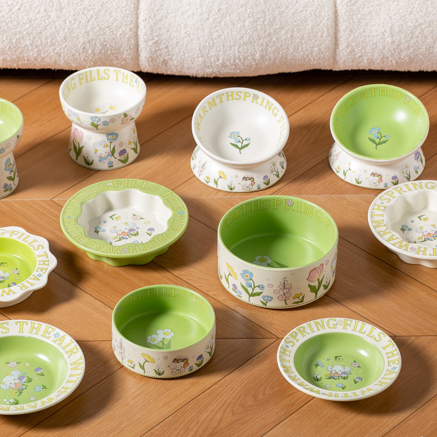 创意全系列陶瓷宠物碗套装可爱风猫狗食盆防打翻喝水碗猫咪饭碗