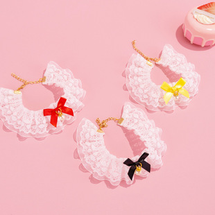 宠物围兜猫咪围巾狗狗口水巾萌宠围领小猫围脖蝴蝶结公主夏季网纱